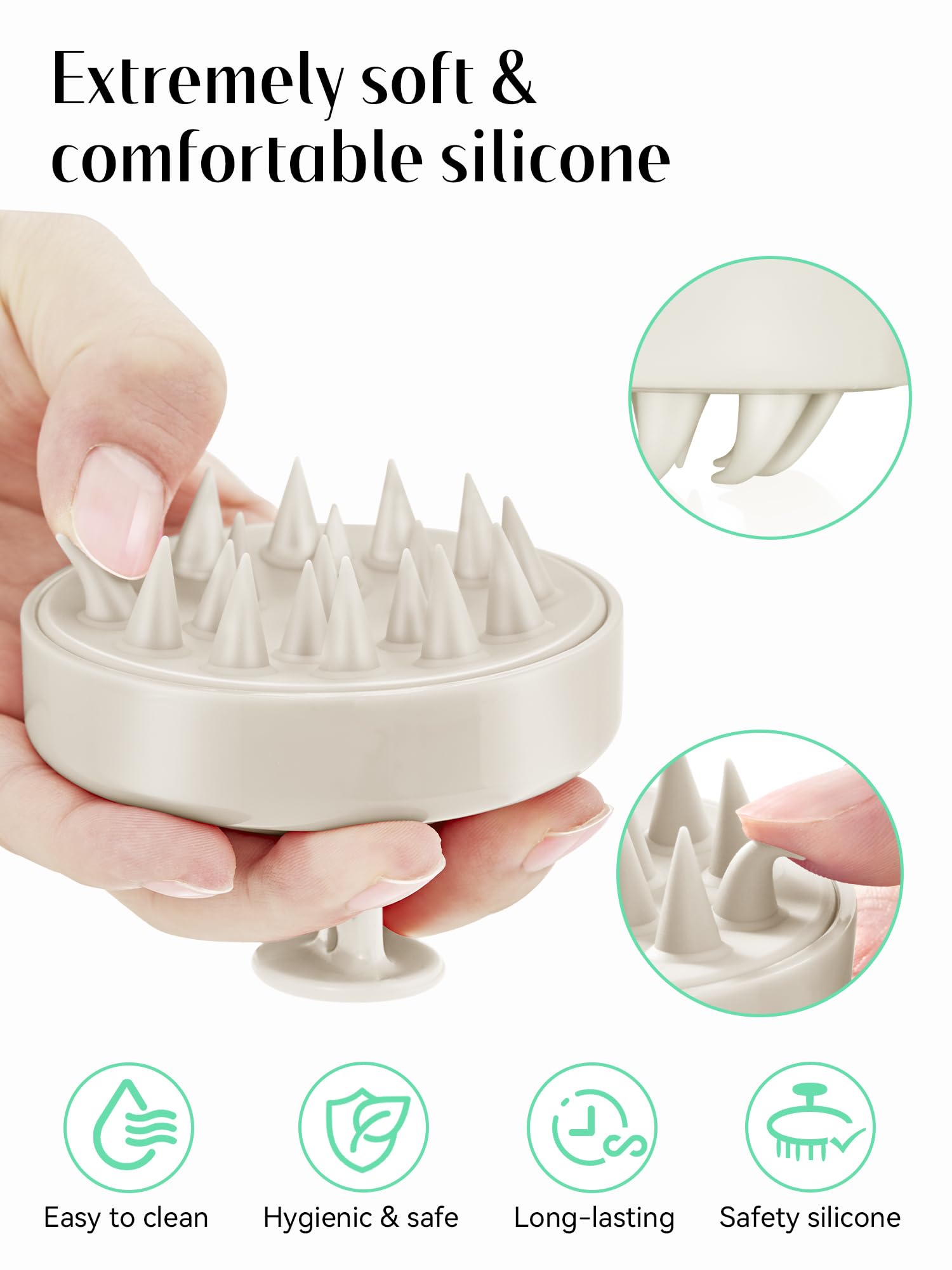HEETA cepillo usado en la ducha distribuyendo champú y facilitando enjuague
