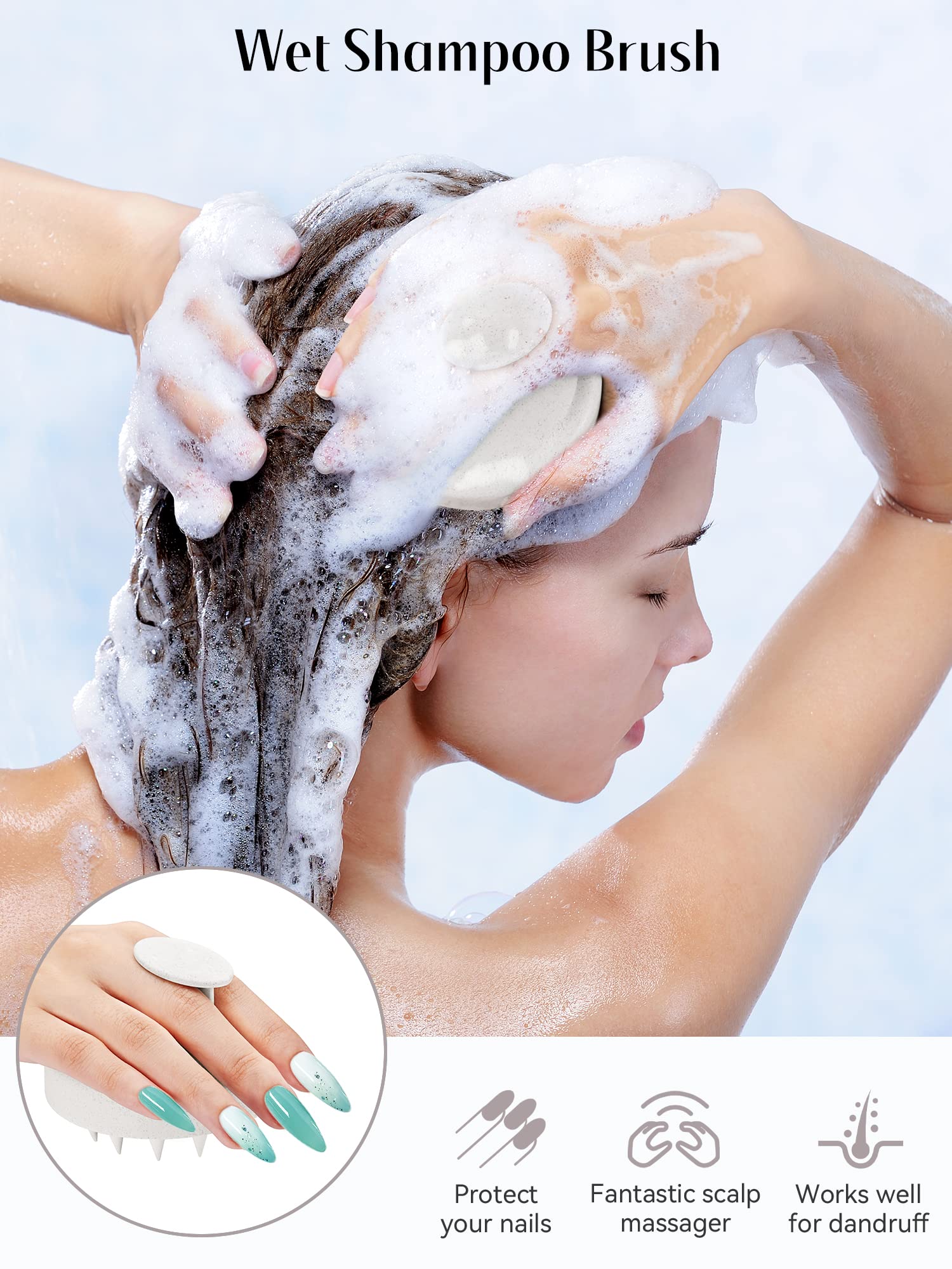 HEETA mango ergonómico antideslizante para agarre seguro bajo la ducha