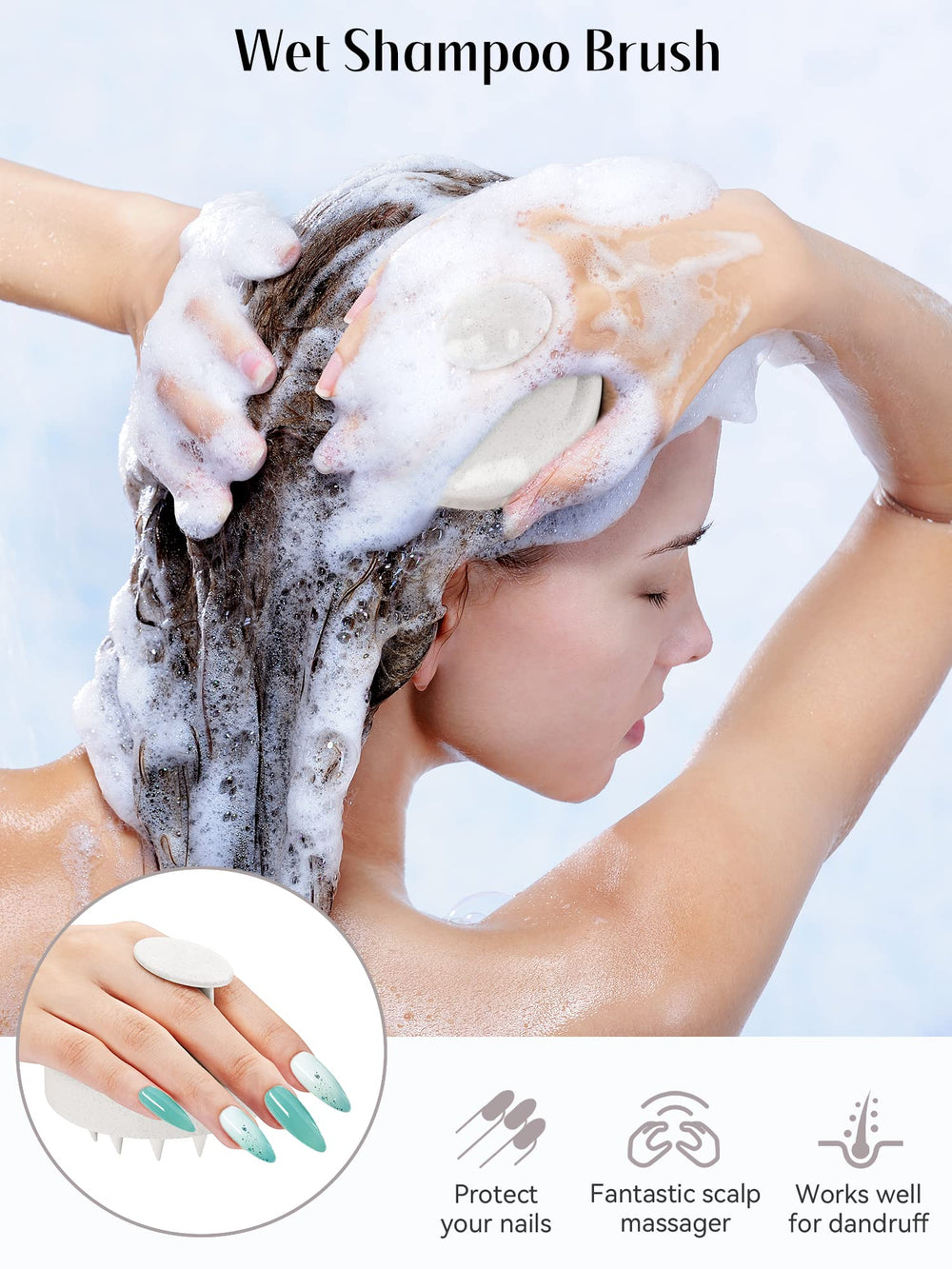 HEETA mango ergonómico antideslizante para agarre seguro bajo la ducha