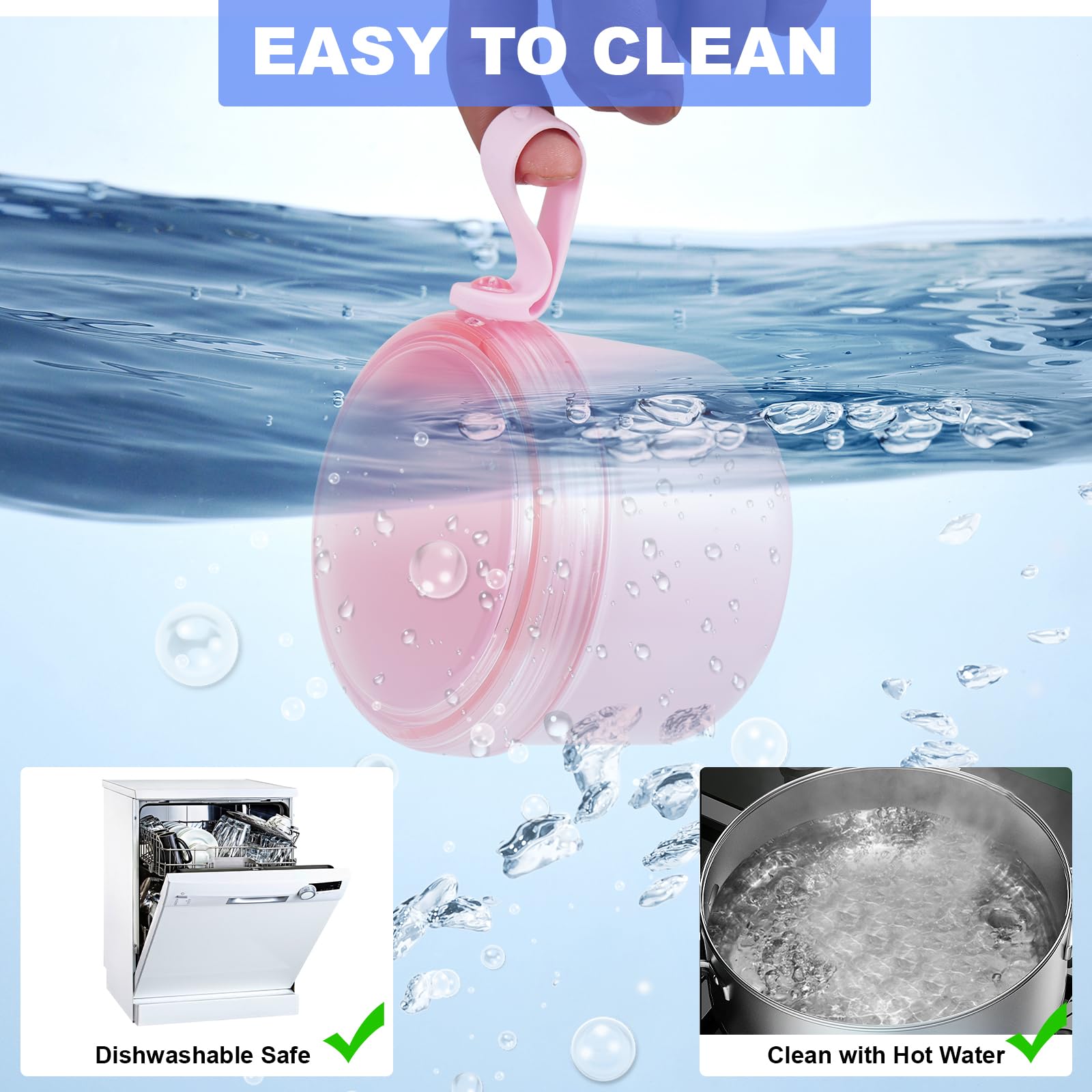 Heigoeost estuche en uso mientras se remoja una prótesis, limpieza eficaz