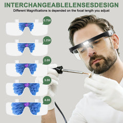 Heimekite gafas en uso reparando reloj con visión precisa