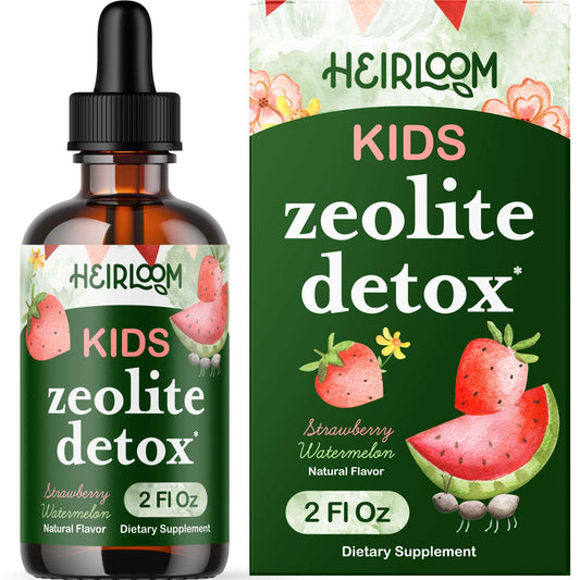 Heirloom envase frontal de gotas para desintoxicación infantil con diseño claro y dosis fácil