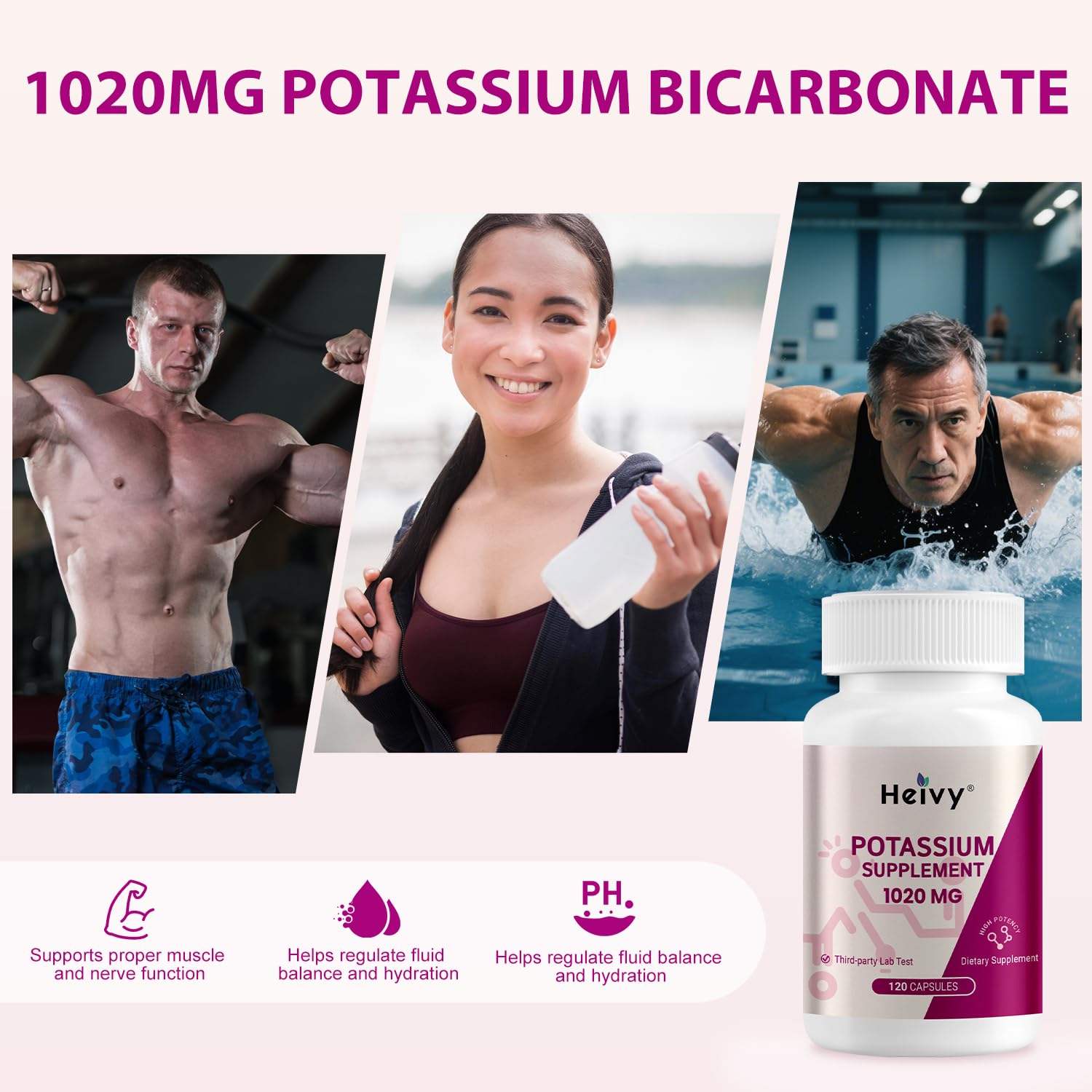 Heivy representación del bicarbonato de potasio como ingrediente estable