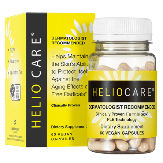 Heliocare frasco delantero mostrando el envase y beneficios visibles