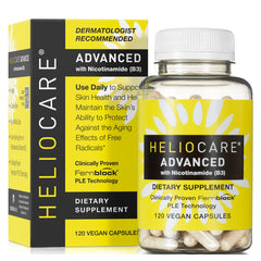 Heliocare envase frontal mostrando 120 cápsulas y diseño informativo