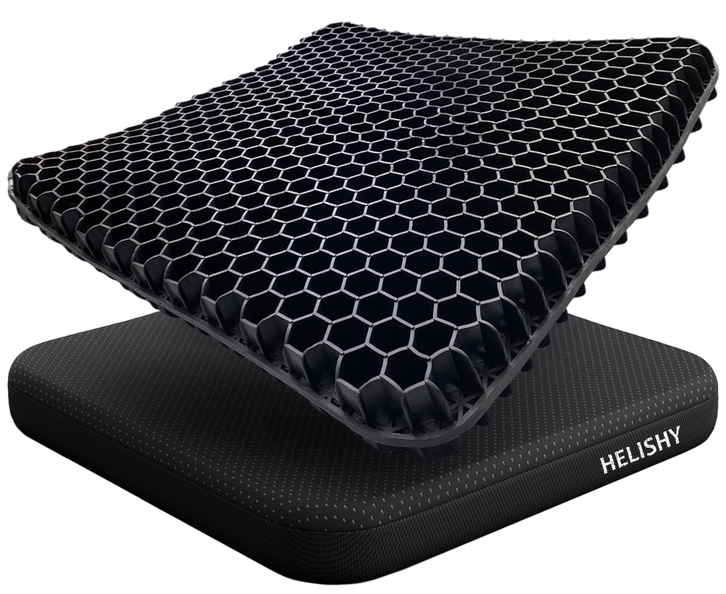 Helishy vista frontal del cojín mostrando forma ergonómica y confort