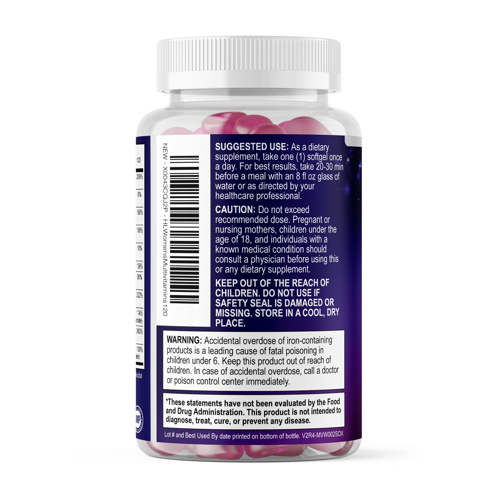 Hello Lovely! frasco con 120 softgels para visualizar suministro mensual prolongado