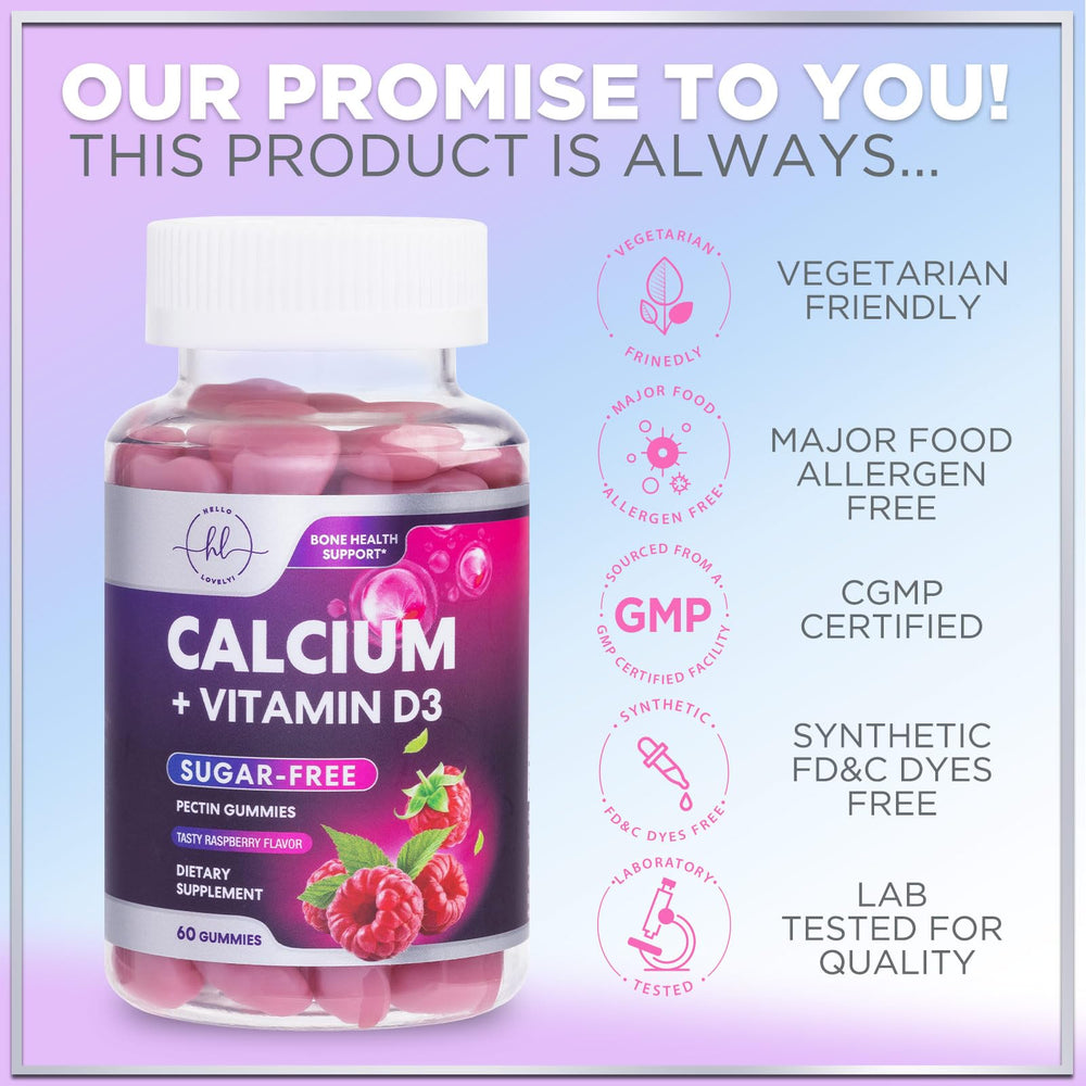 Hello Lovely! etiqueta nutricional destacando calcio y vitamina D3