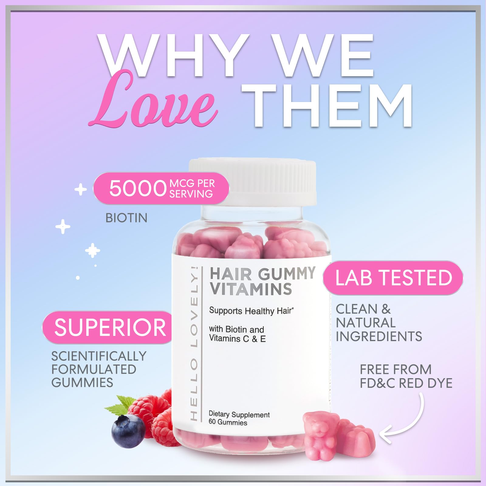 Hello Lovely! ingredientes clave agrupados, muestra nutrientes esenciales