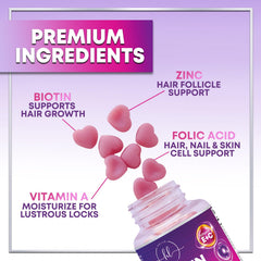Hello Lovely! etiqueta de ingredientes destacando biotina 5000 mcg