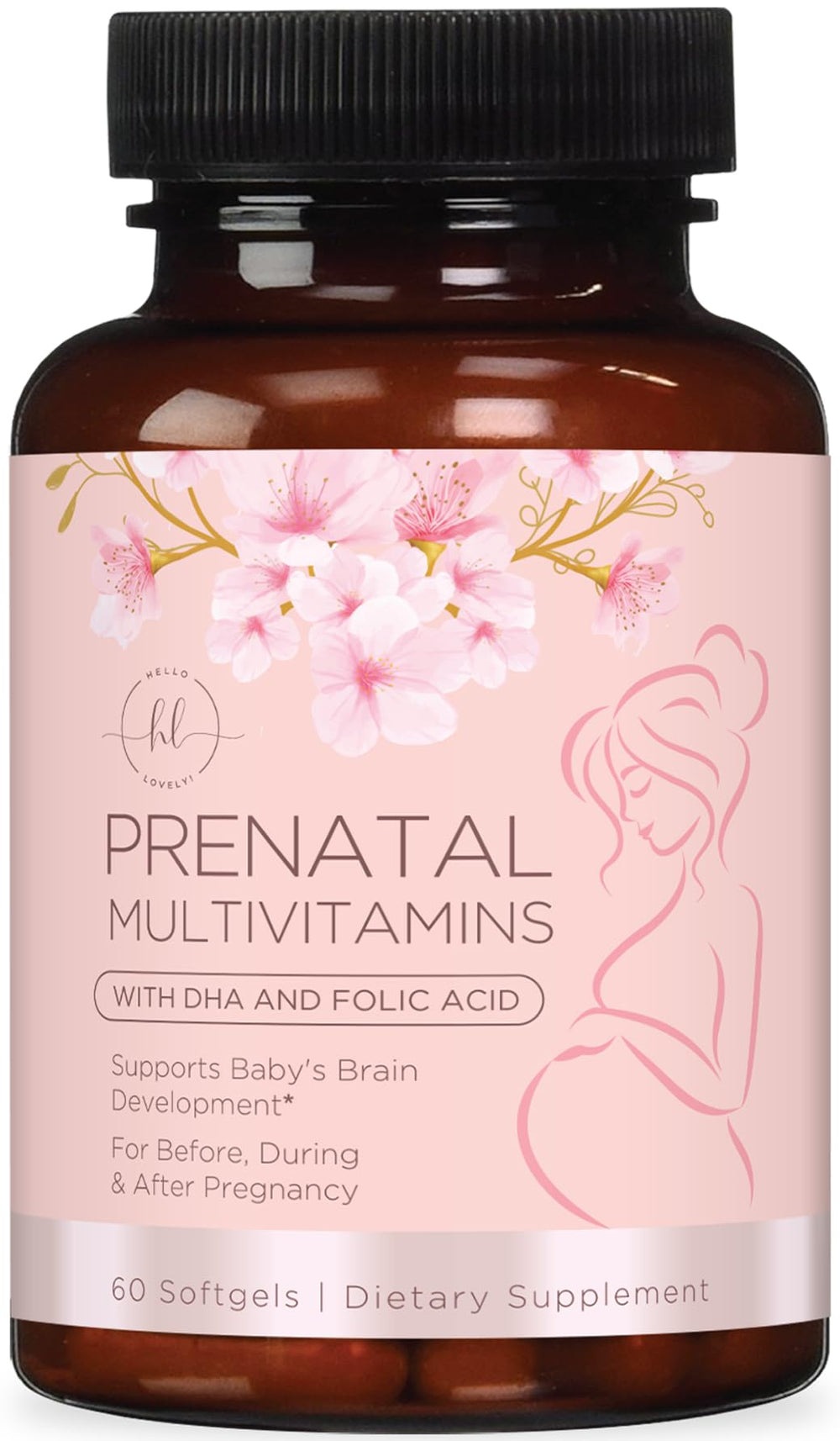 Hello Lovely! caja frontal del prenatal mostrando el nombre y formato, fácil identificación
