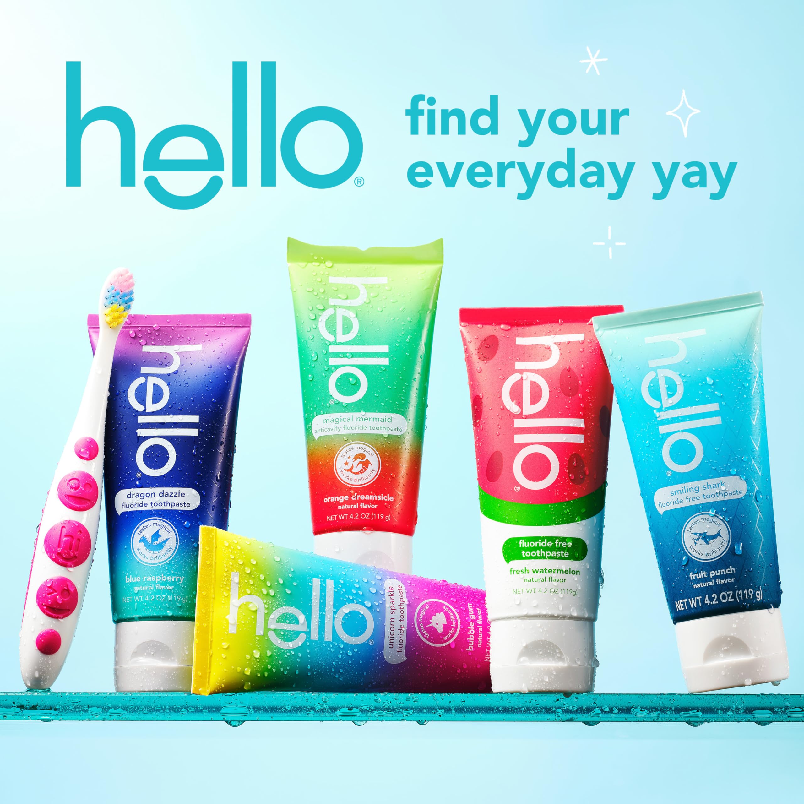 hello unicorn niño cepillándose sonriendo que ilustra rutina divertida familiar