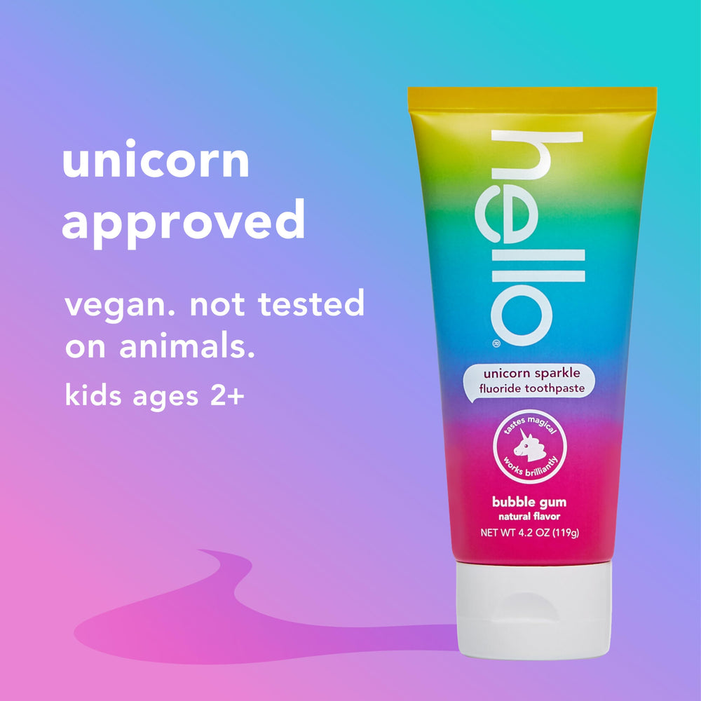hello unicorn tubo junto a una moneda para comparar tamaño y cantidad práctica