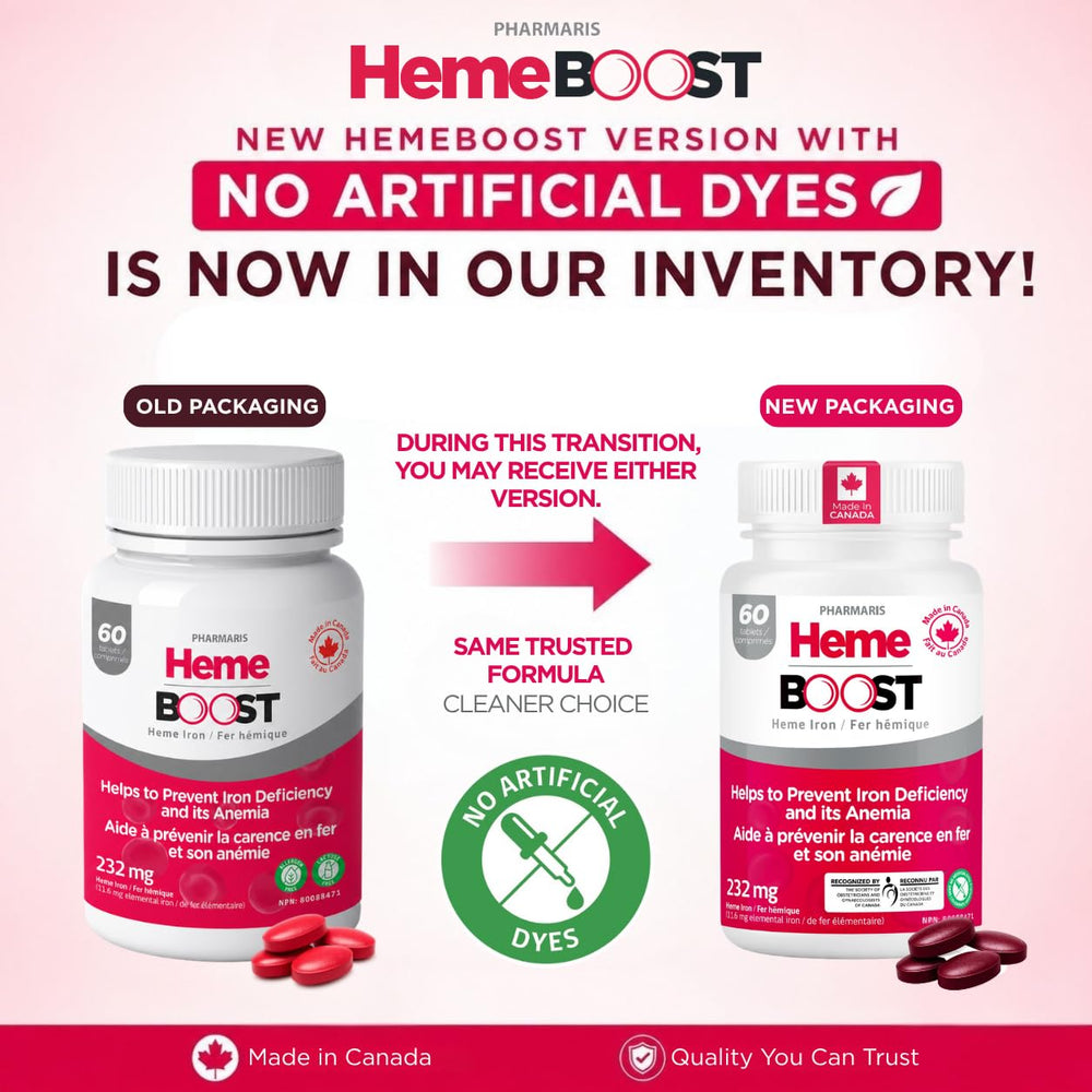 HEME BOOST primer plano de tableta que muestra textura y facilidad de deglución