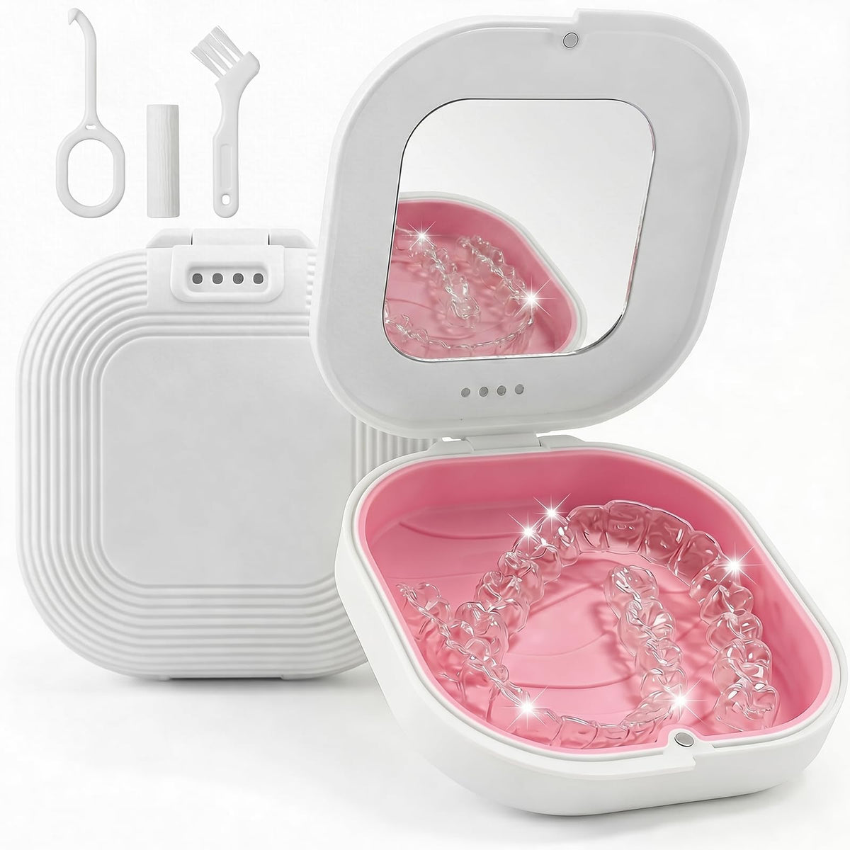 HEMILAB estuche frontal con cierre magnético protege aligners al viajar