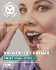 Hemli Home detalle de fibras tejidas con carbón para mejor limpieza interdental