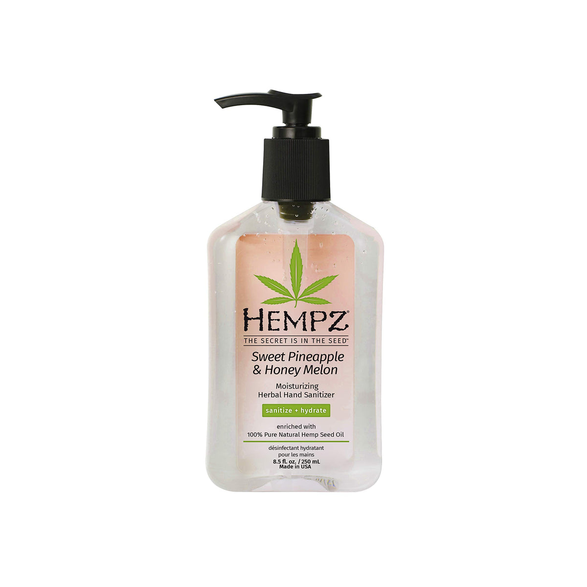 Hempz envase frontal con dosificador, práctico y elegante