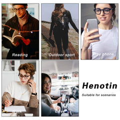 Henotin ambiente de trabajo con gafas en escritorio, estilo práctico diario