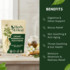 Herb & Heal polvo de raíz de malvavisco textura fina para mezclas caseras