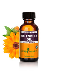Herb Pharm aceite de caléndula frasco frontal muestra orgánico