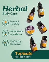 Herb Pharm gota de aceite de árnica sobre piel, absorción rápida y suave