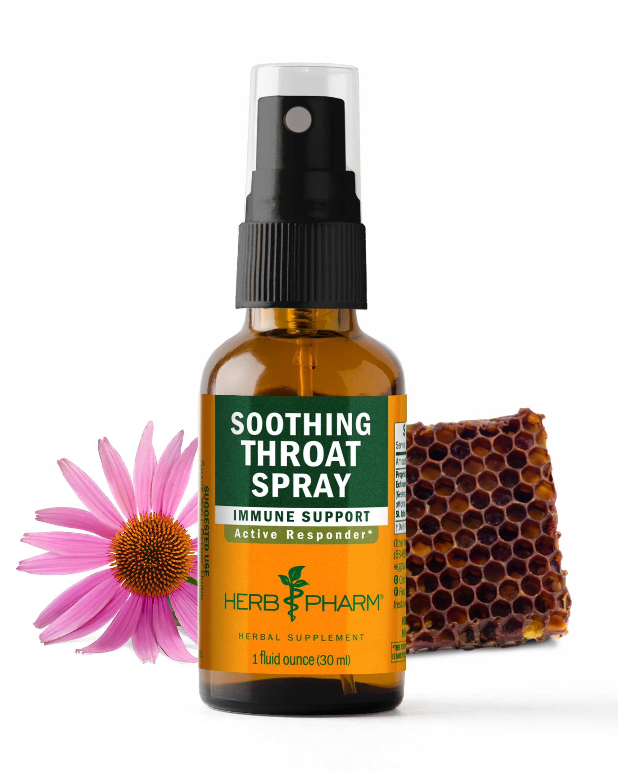 Herb Pharm frente del empaque mostrando beneficios y tamaño práctico