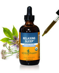 Herb Pharm botella frontal mostrando etiqueta clara y beneficios orgánicos