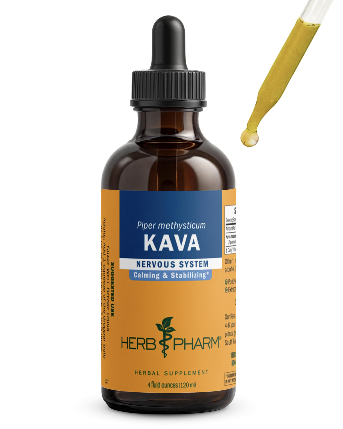 Herb Pharm frasco frontal mostrando la tintura y beneficios de calma