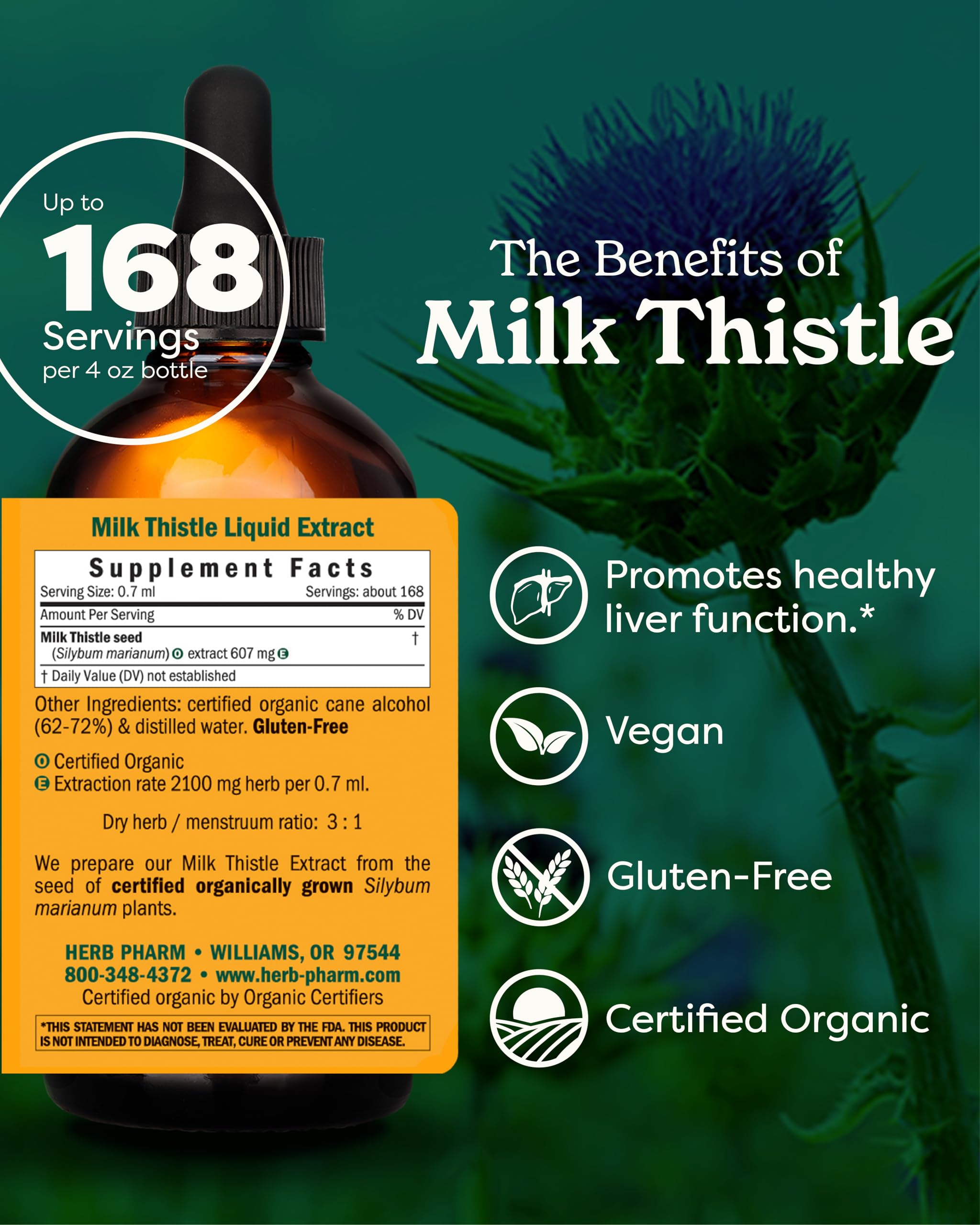 Herb Pharm etiqueta detallada con ingredientes y certificación orgánica visibles