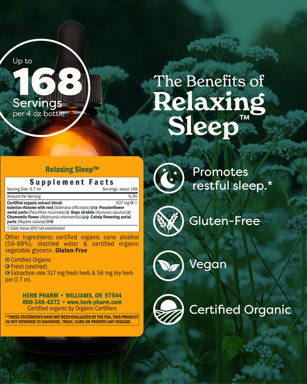 Herb Pharm primer plano del líquido con textura clara y absorción rápida