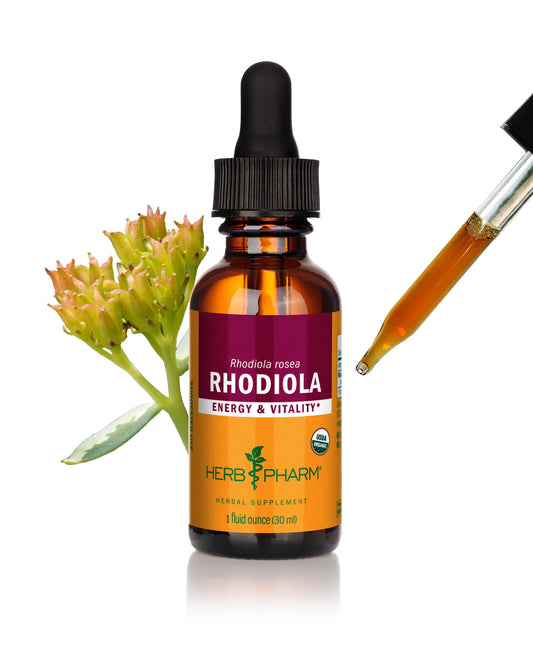 Herb Pharm botella frontal del extracto de Rhodiola para energía rápida