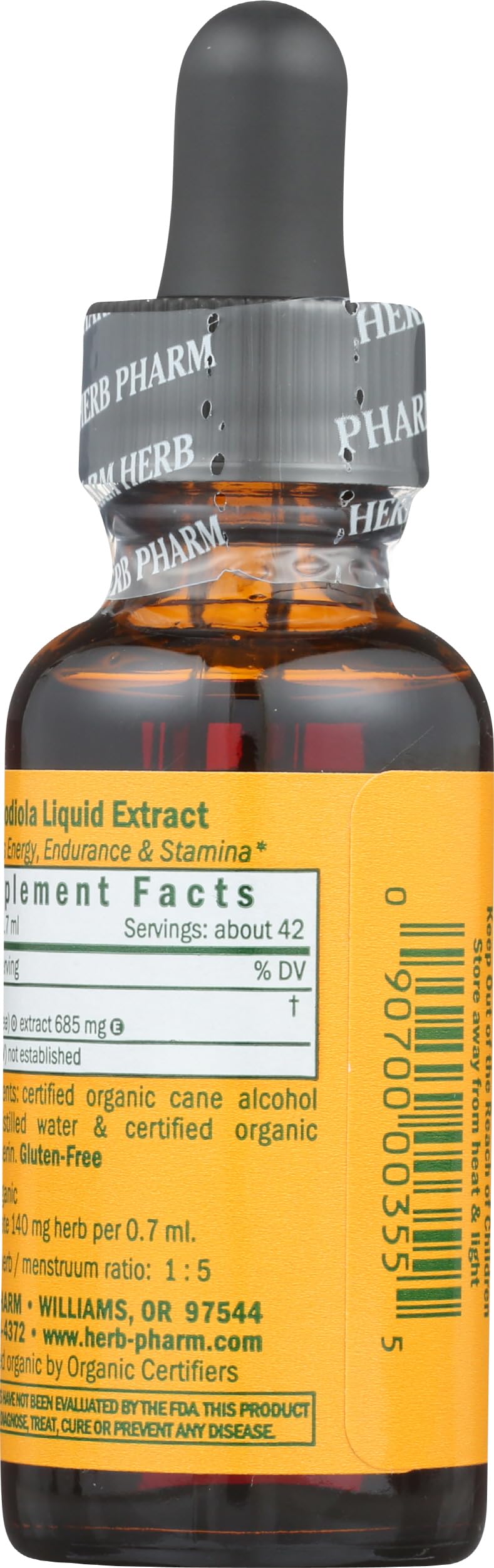 Herb Pharm raíces secas de Rhodiola antes de la extracción orgánica