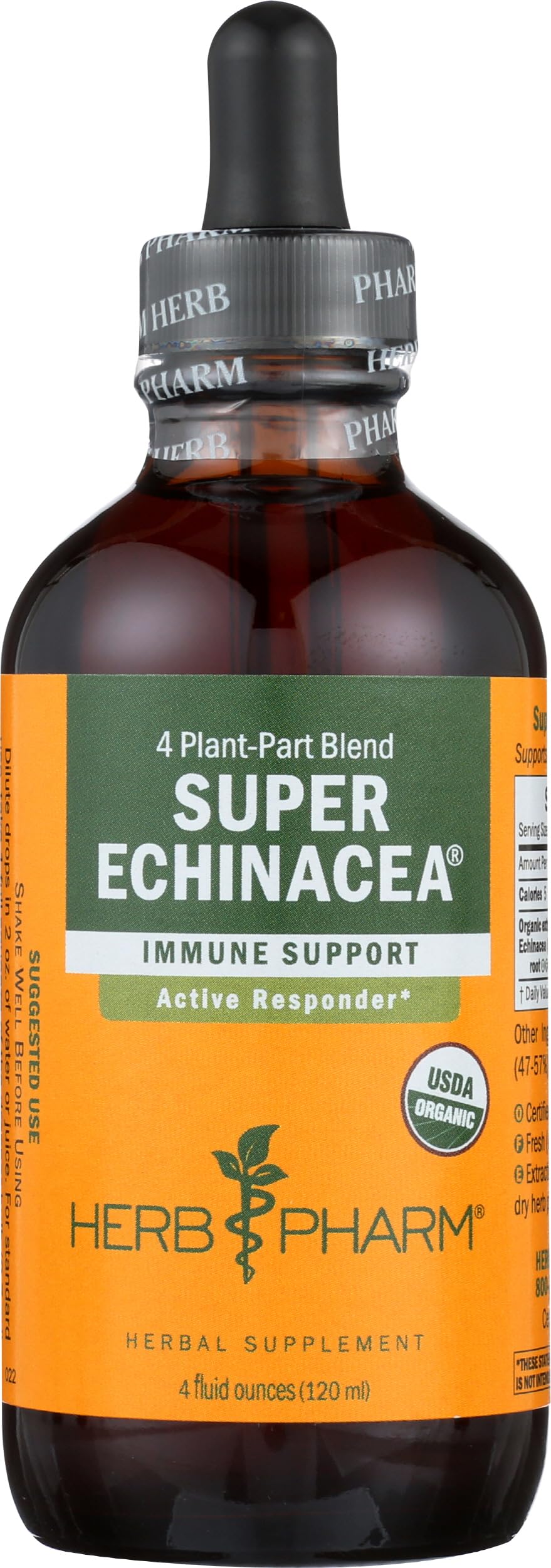 Herb Pharm botella junto a una regla para mostrar tamaño y capacidad