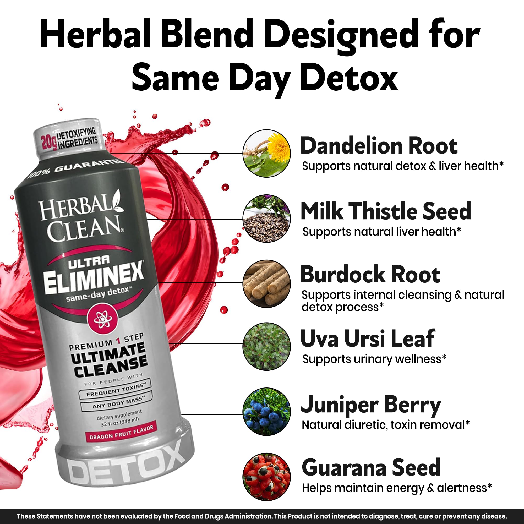 Herbal Clean comparación de tamaño junto a objetos cotidianos para escala