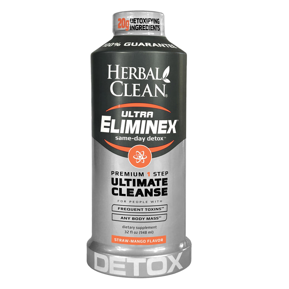 Herbal Clean frontal del envase mostrando tamaño y sabor Straw‑Mango, conveniente para limpieza rápida