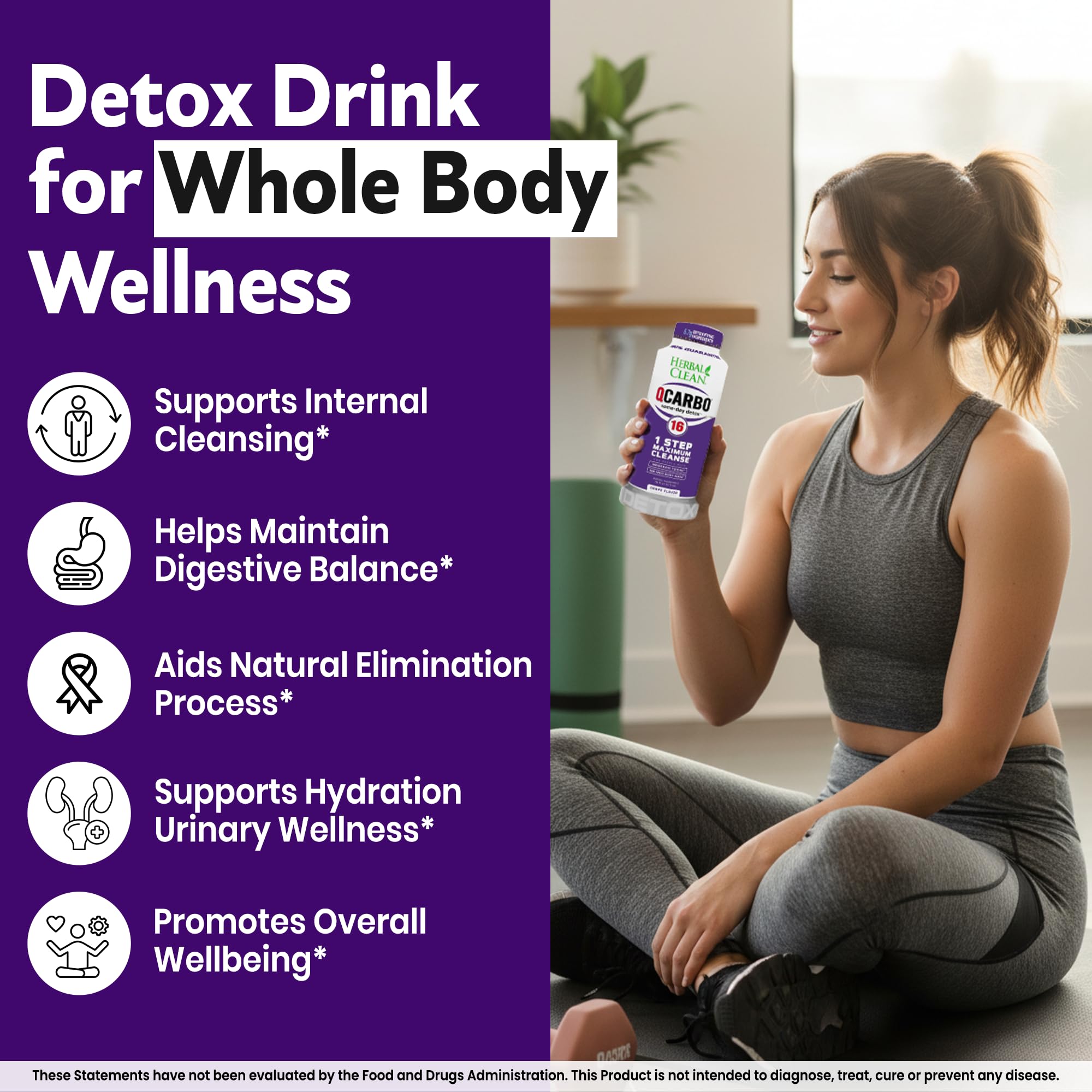 Herbal Clean Qcarbo16 comparación de tamaño para visualizar 16 fl oz