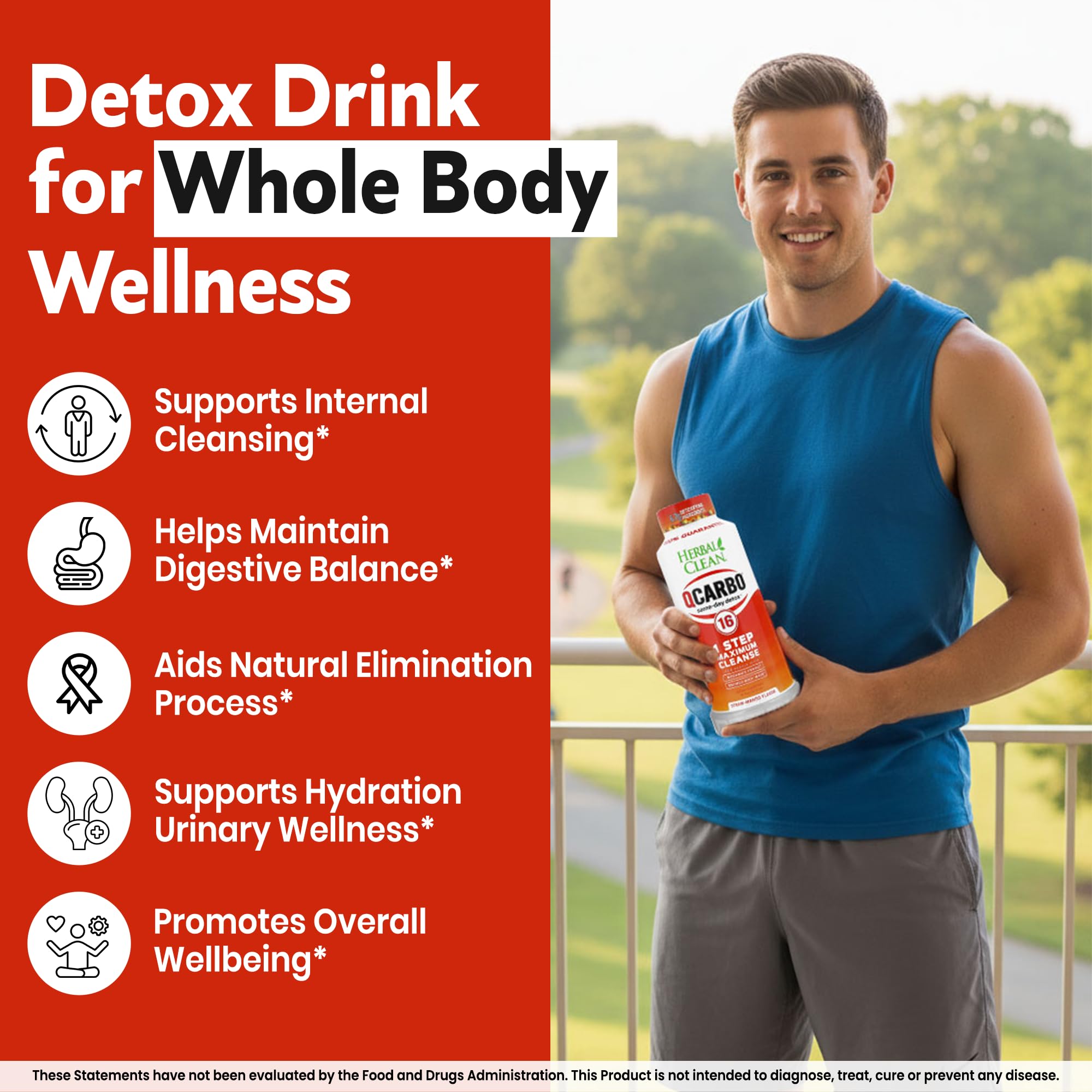 Herbal Clean botella junto a regla para comparar tamaño y transporte cómodo