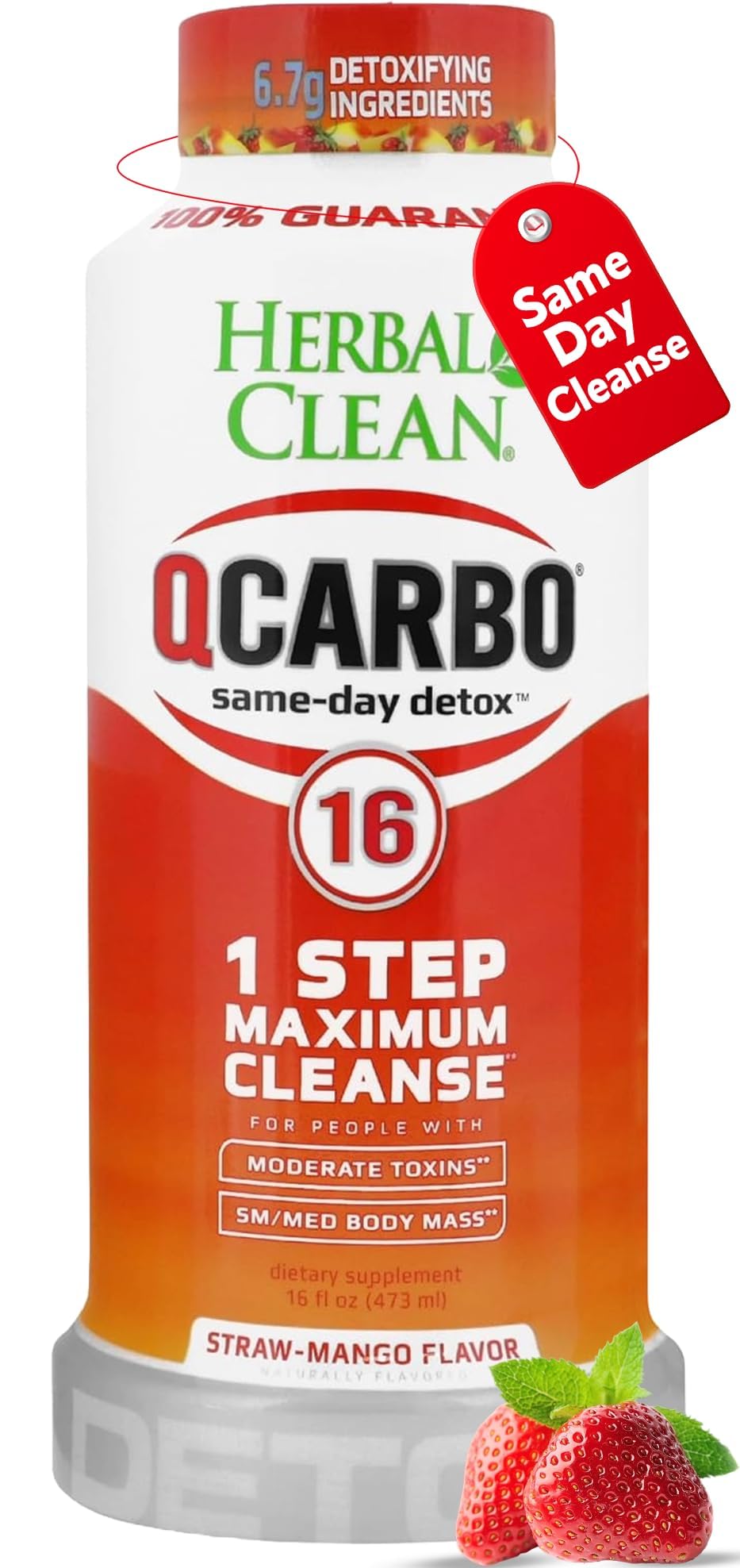 Herbal Clean botella frente mostrando etiqueta y beneficio de limpieza rápida