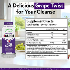 Herbal Clean Qcarbo16 textura del líquido color uva que sugiere sabor agradable