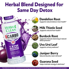 Comparación de tamaño Herbal Clean Qcarbo32 junto a una mano para escala práctica