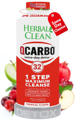 Herbal Clean Qcarbo32 frente del envase mostrando presentación lista para beber y conveniencia