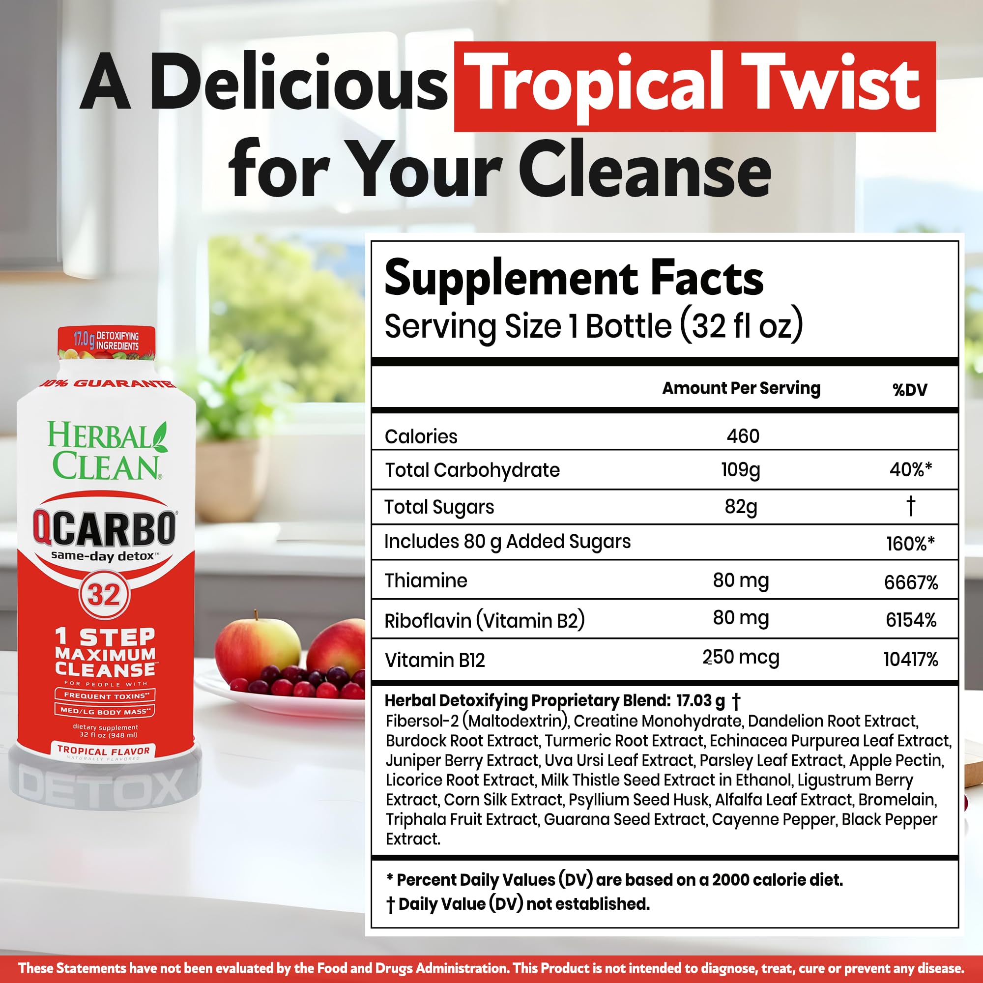 Herbal Clean Qcarbo32 textura y color tropical del líquido que sugiere sabor agradable