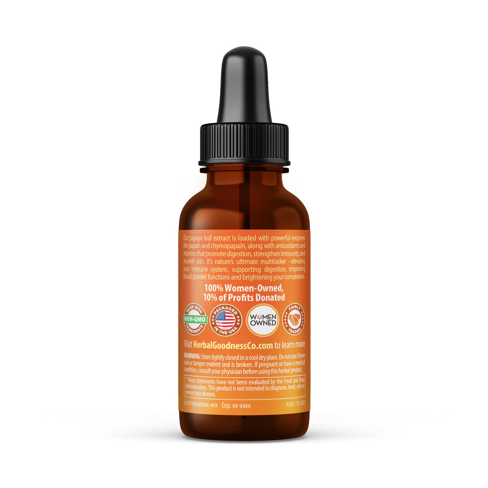 Herbal Goodness botella 30 ml comparada con una moneda para tamaño práctico