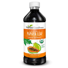 Herbal Goodness frente del envase mostrando la botella y beneficios en etiqueta