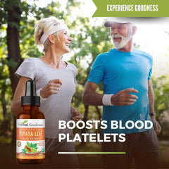 Herbal Goodness hojas de papaya frescas y secas mostrando origen orgánico