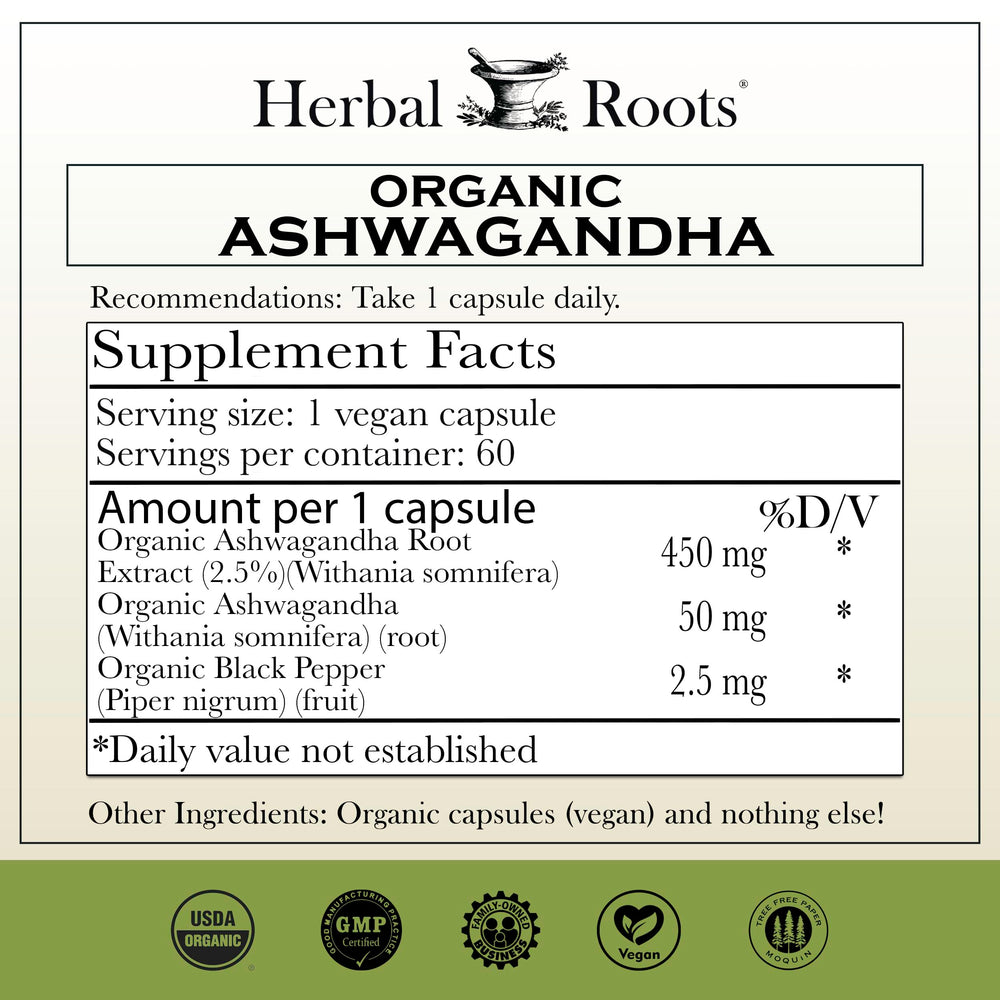 Herbal Roots cápsulas veganas en primer plano, fáciles de tragar y puras
