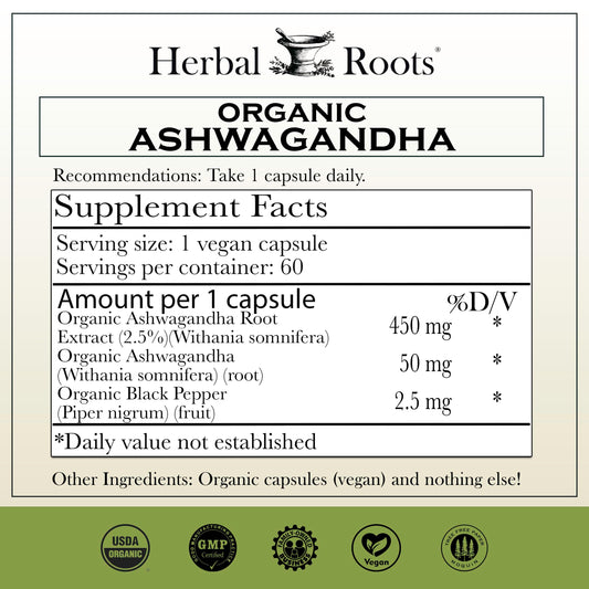 Herbal Roots cápsulas veganas en primer plano, fáciles de tragar y puras