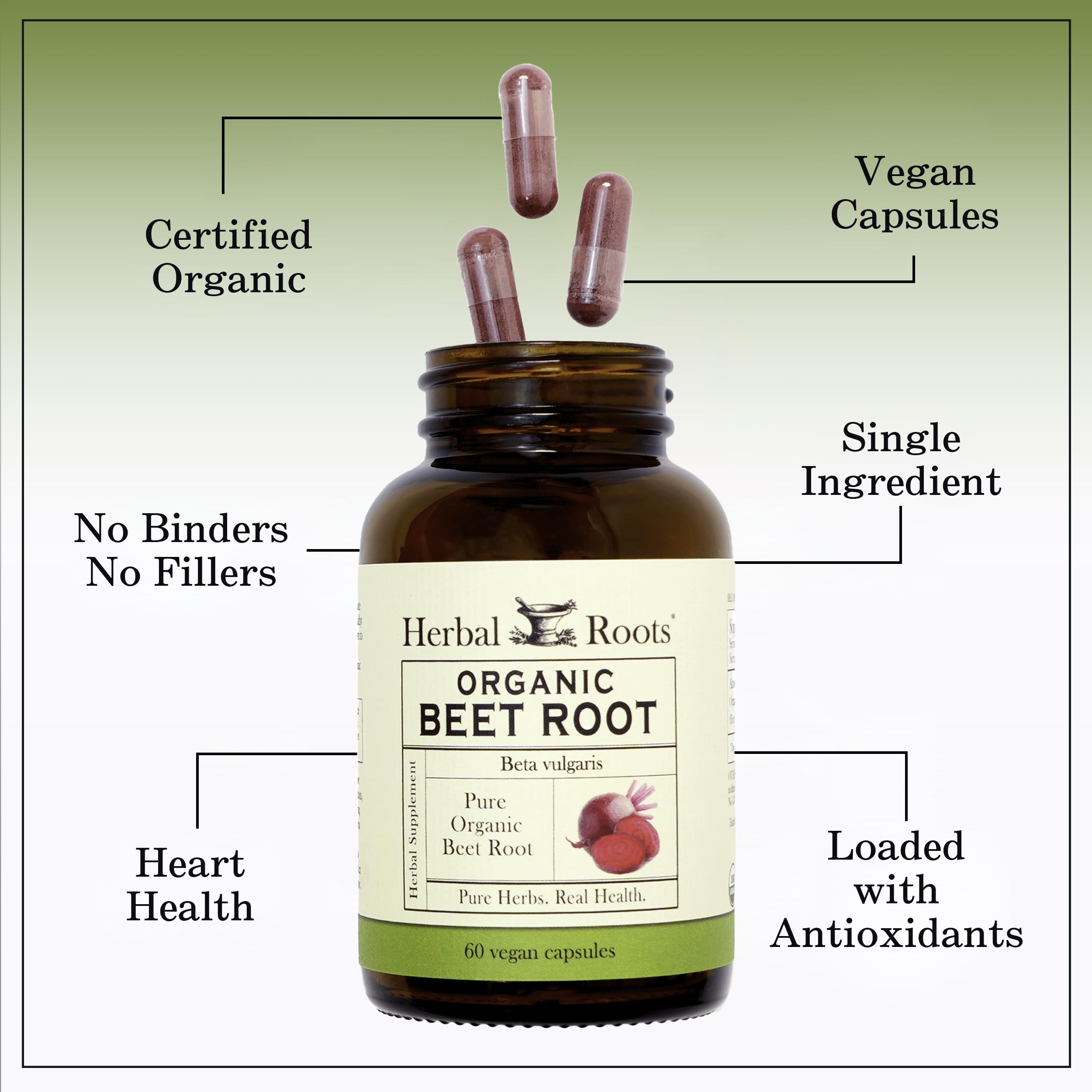 Comparación de tamaño del frasco Herbal Roots junto a una botella de agua, práctico para viajes
