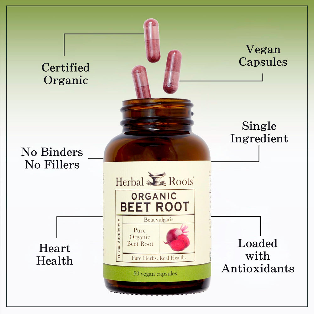 Comparación de tamaño del frasco Herbal Roots junto a una botella de agua, práctico para viajes