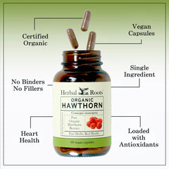 Herbal Roots primer plano de sellos orgánicos y certificaciones de calidad